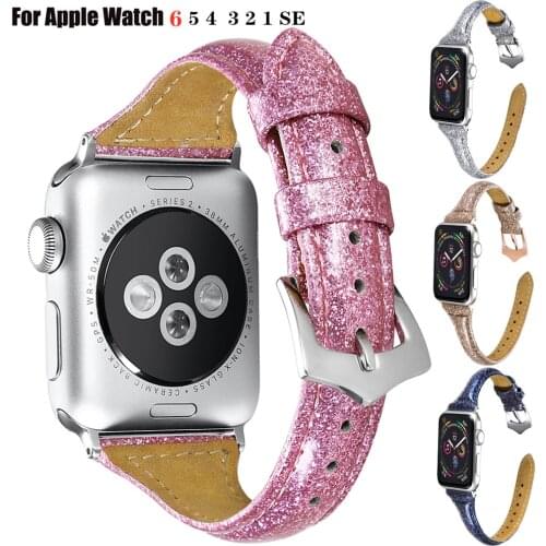 Women Style Leather Watchband For Apple Watch 44MM 40MM 42MM 38MM Watch Band Strap For iWatch6 5 4 3 2 1 SE Replacement Bracelet