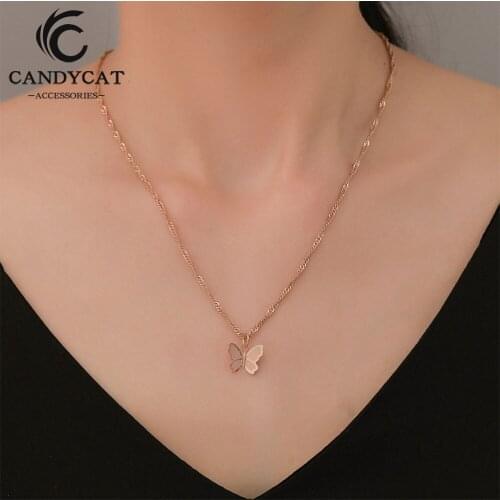 2019 New Butterfly Pendant Necklace Gold For Women Statement Chokers Collar Chain Necklaces Party Lovers Gift Engagement Jewelry