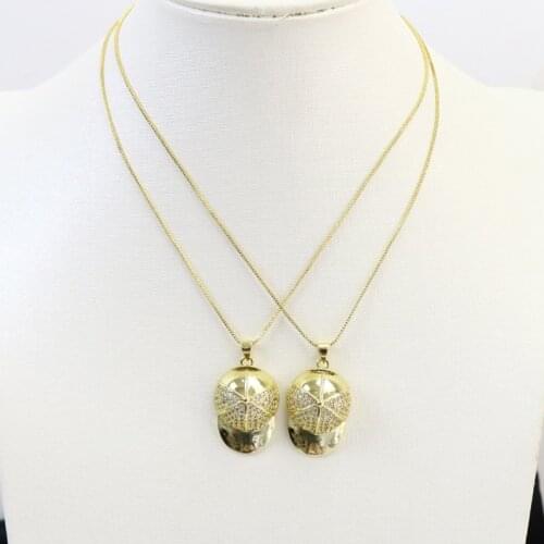 10 Pcs Gold Pendant zircon Hat pendant Pendant necklace jewelry Hit pop jewelry chain necklace Handmade Necklace design 7403