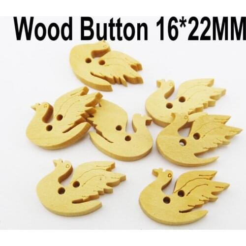 100PCS 16*22MM Wood Swan Buttons Coat Boots Sewing Clothes Accessory Love Animal Button WCB-197