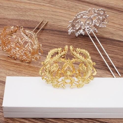 2pcs/lot 78*61mm Flower Tiaras Hairpin Chinese Hair Sticks Wedding Bridal Hair Fork Hair Accessories For Women