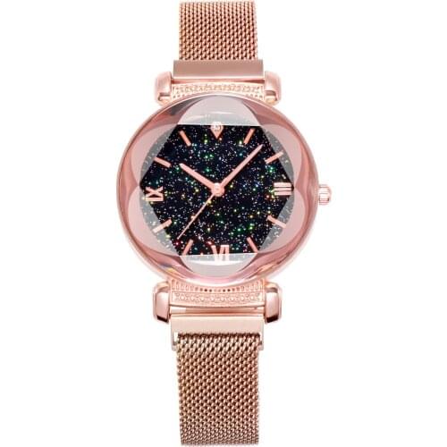 2020 Luxury Brand Women Watches Starry Sky Rose Gold Magnet Rhinestones Quartz Wristwatch Ladies Female Watch Relogio Feminino