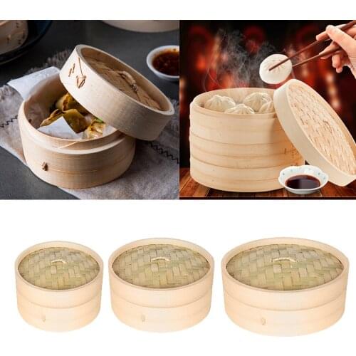 3pcs Kitchen Bamboo Steamer Basket Asian Food Steamer For Sum Dumplings