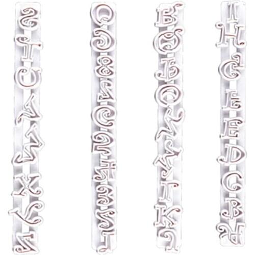 4Pcs Letter Cookie Cutter Biscuit Press Stamp Embosser Sugar Paste Birthday Cake Cream DIY Baking Mould Accesorios Decor Tools