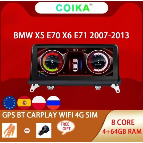 8 Core 4+64GB Car GPS Navi Sterero For BMW X5 E70 E71 2007-2013 Google WIFI 4G SIM BT Carplay Multimedia Radio Android 10 System