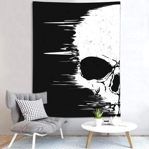 Simsant Black and White Tapestry Psychedelic Skeleton Lovers Art Wall Hanging Tapestries for Living Room Home Dorm Decor