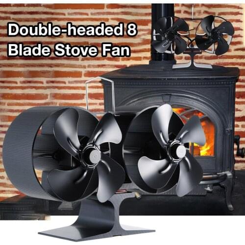 Double-headed Wood Stove Fan 8-Blade Small Size Fan Silent Heat Warm Power Powered Fire Eco Stove Fan Hot Dynamic Wood Stove