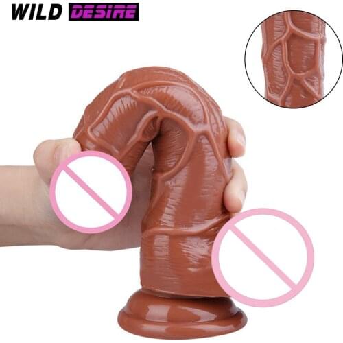 2020 3D Flesh Dildo Falos For Woman Strap on Fake Dick Realistic Soft Phalloimitator Artificial Penis For Women Adult Supplies