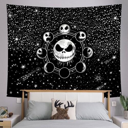 Witchcraft Tapestry Starry Night Sky Sun Mandala Wall Hanging Nightmare Before Christmas Wall Cloth Ceiling Room Home Decor
