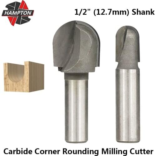 Hampton 1/2" Shank Ball Nose End Mills For Wood Milling Machine Router Bit Carbide Corner Rounding Milling Cutter Core Box Bit