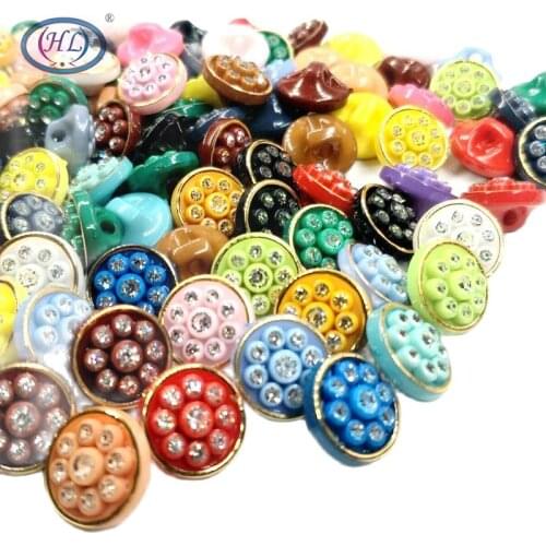 HL 20/50/80pcs 12MM Mixed Color Acrylic Buttons With Rhinestones Shank Shirt Sewing Accessories DIY Scrapbooking