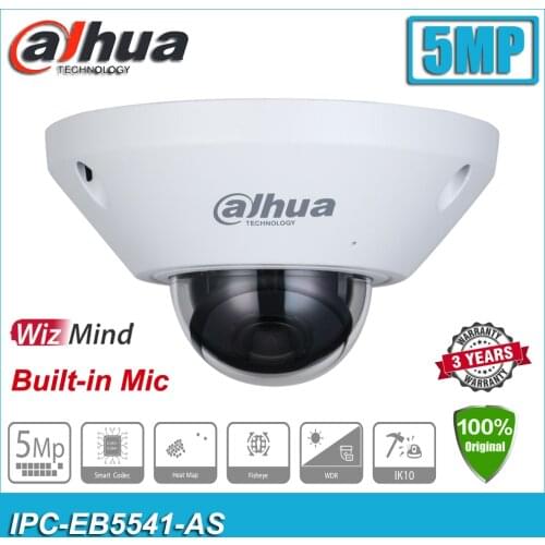 Original Dahua IPC-EB5541-AS 5MP WizMind IP67 POE H.265 Built-in Mic Network Fisheye IP CCTV Camera EB5541-AS