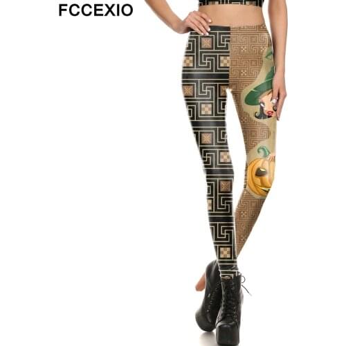 FCCEXIO The Witch 3D Print Leggings Fashion Women Leggings Halloween Party Leggins Cosplay Legging Woman Fitness Pants