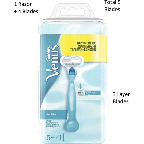 Gillette Venus Classic Razor Blades 5 Layers Shaving Blades Suit for All Venus Holders Suitable for Sensitive Skin with Soap Bar