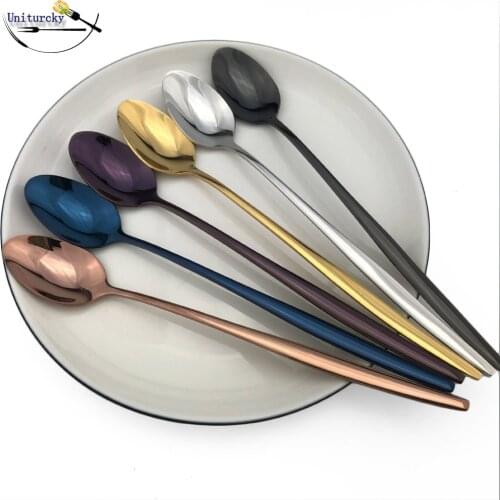 Uniturcky Stainless Steel Scoop With Long Handle Ice Cream Scoop Coffee Scoop Tea Home Kitchen Tableware Scoops Size 21.5 CM