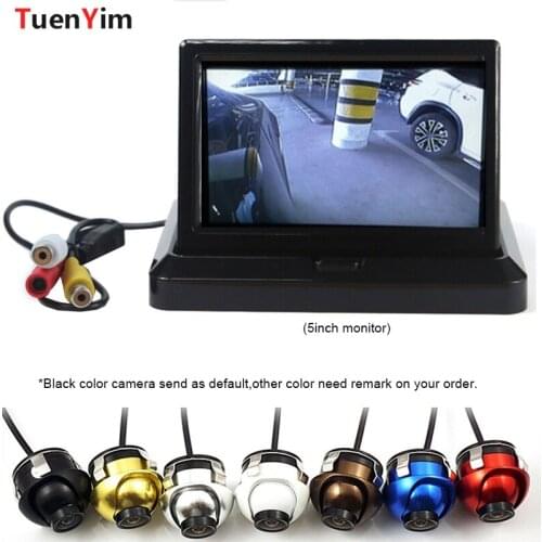 Mini CCD 360 Degree Car Rear View Camera Front Side View Backup Camera with 5inch LCD Foldable Monitor Easy to Use Parking kit