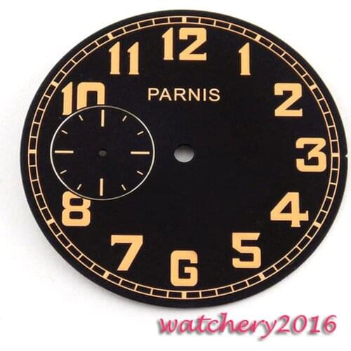 40.6mm black dial orange marks fit ETA 6497 movement Mens Watch dial