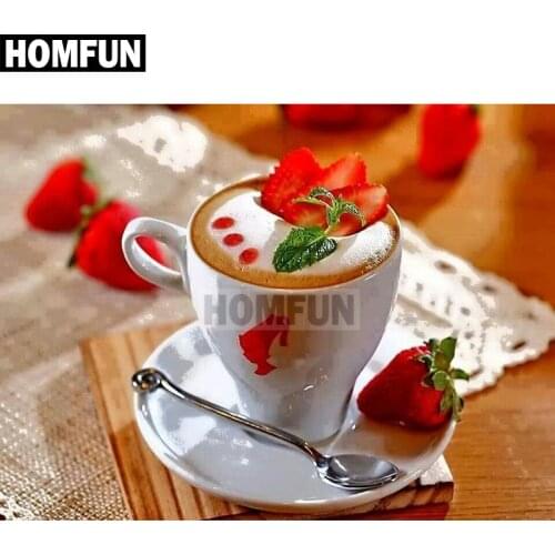 HOMFUN DIY Diamond Painting "Coffee cup" Full Drill Square Round Diamond Embroidery 5D Cross Stitch Decoration Home A02231
