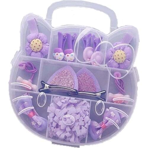 Cute Baby Girl Headwear Set Cartoon Cat Bow Knot Hair Clips Hair Accessories Hairpins for Baby Girls with Gift Box