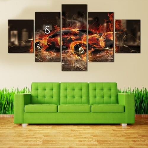 Wall Art Picture 5 Panels Abstract Cool Sports Car Canvas Print Painting For Living Room Decoration Free Delivery Cuadros