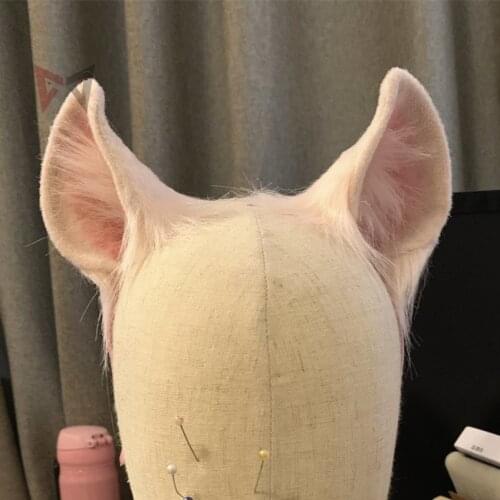 MMGG New White Pink Mouse Rat Ears Hairhoop Headwear Lolita cosplay Costume Accessories Hand Made work