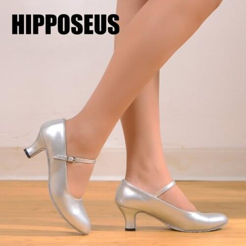 Hipposeus Women Latin Dance-Shoes Girls Tango Femal Salsa Ballroom Dance Shoes Party Soft Sole Modern Dancing Shoes 5.5cm Heels