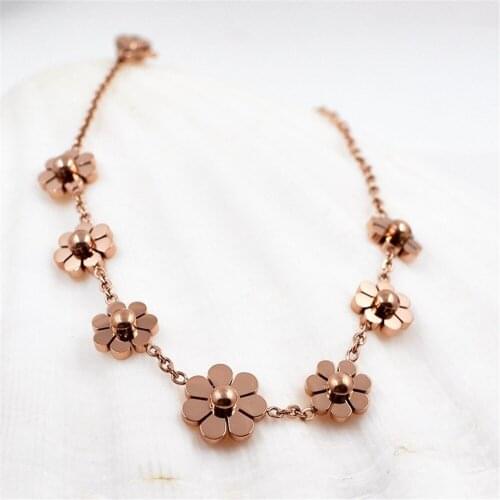 Painted rose gold Flower Pendant Anklet Bracelet Chain Ankel Beach Foot for Women jewelry Gift Chaine Chevil