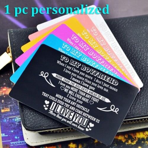 Personalized Metal Wallet Card Insert Custom Laser Engraved Message Card Romantic Gift Hand Writting Love Greeting Card KP019