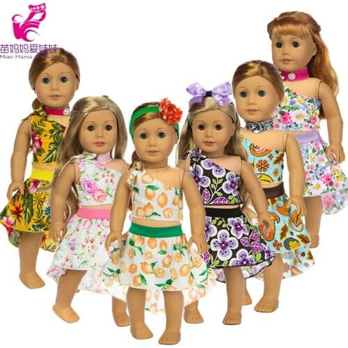 Doll Dress Flower Hawaii Style Fashion Dress for Baby New Born Doll Clothes and 18 Inch American Doll Clothes Dress