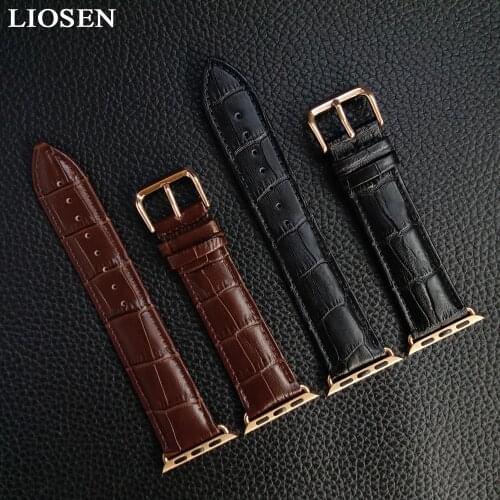 LIOSEN Watchband for iWatch Series 1 & 2 & 3 Apple Watch 38mm 42mm Women Men Genuine Leather Strap Rose Gold Watch Accessories