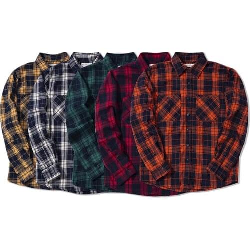 Ok1307 Classic Plaid Thicken Long Sleeve Shirts Coats For Men Autumn Winter Warm Heavy Weight All-Match England Style Jackets