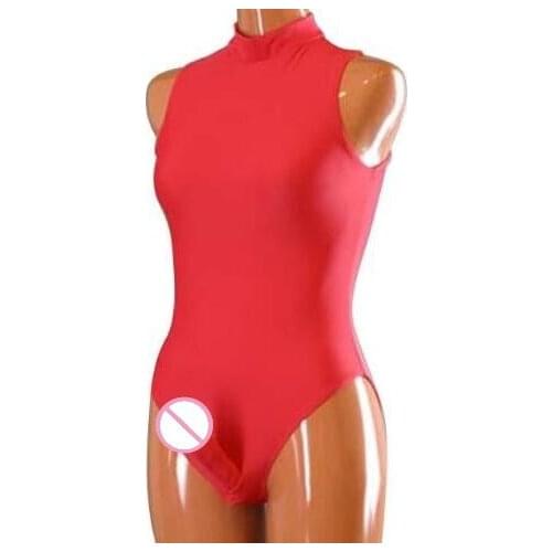 Sexy mens Spandex jumpsuit half Bodysuit catsuit with penis sheath back zipper