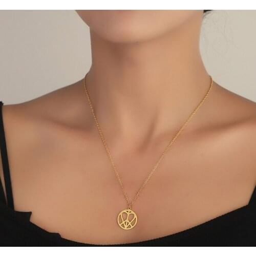 Heart in Peace Sign Pendant Necklaces Stainless Steel Peace Love Choker Trendy Jewelry Gift