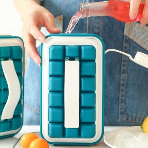 Silicone Ice Buckets Cube Mold Molds Ball Maker 2 in 1 Portable Form for Popsicle Iceball Hockey With Lid Large Cubes Mould Box
