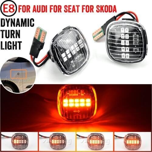 2PCS LED Dynamic Side Marker Turn Signal Light for SKODA Octavia Roomster Rapid Fabia SEAT Cordoba Ibiza Leon for AUDI A3 A4 A8