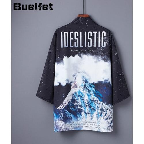 Traditional Japanese Clothes Yukata Male Samurai Costume Haori Obi Beach Blouse Japanese Style Streetwear Cosplay Cardigan