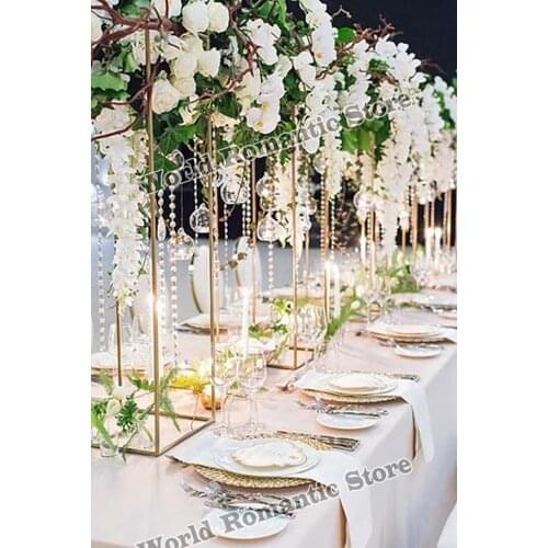 Bling Wedding Flower Stand Road Leads Gold Flower Column Table Centerpiece 10pcs/lot