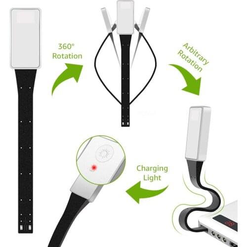 USB Led Reading Lamp Flexible E-read Clip Book Light 3 color temperature Rechargeable E-book Led Light For Kindle Paper