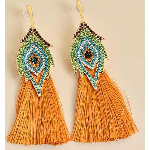 ZHINI New Gothic Devils Eyes Color Crystal Dangle Earrings for Women 4 Colors Long Tassel Earring Wedding Jewelry 2021 brincos