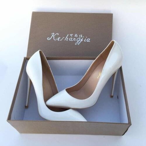2020 White color pointed toe lady pumps pu leather shallow woman High-heeled pumps sexy slip-on wedding women shoes party shoes