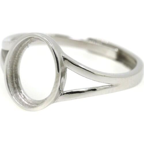 10pcs/lot 925 Sterling Silver Women Engagement Ring Oval Cabochon 8x10mm Agate Amber Semi Mount Ring Setting DIY Stone