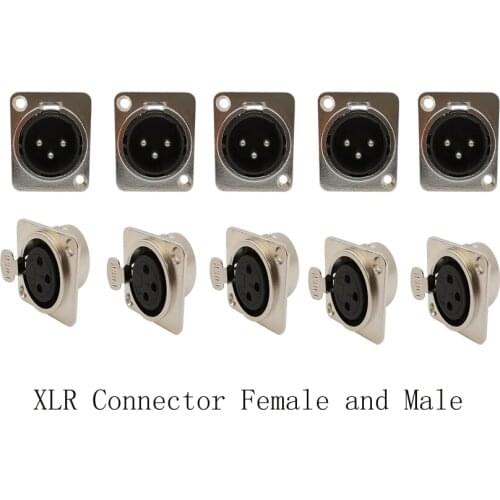 10PCS 3Pin Plug Socket XLR Connector 3-Pin Male Female XLR Mounting Panel Adapter Audio Speaker Solder Speakon for Microphone