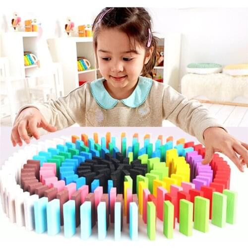 120Pcs/Set Rainbow Domino Game Blocks Jigsaw Wooden Toys For Children Montessori Early Learning Dominoes Educational Toys Gifts