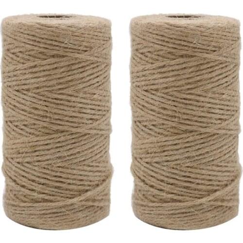 2pcs x 333 feet 2mm 3Ply jute twine, package tied with twine, natural brown winding garden, gift, crafts rope