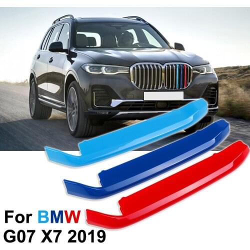 3pcs/Set each new 3D M power formance Accessories Fit for BMW X7 G07 2019 Car Styling Front Grille Grill Cover Trim Clips Decal