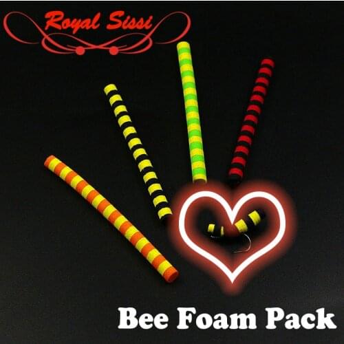 4optional styles bee foam bodies pack with leech mohair yarn 3inches long EVA foam cylinders medium size dry fly tying materials