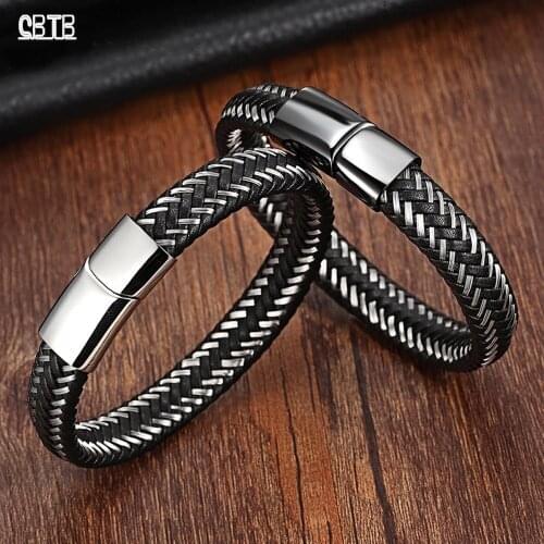 Buddha To Buddha Bracelet Stainless Steel Leather Hand Woven Can Be Customized Jewelry Accessories Never Fade Bracelet for Men