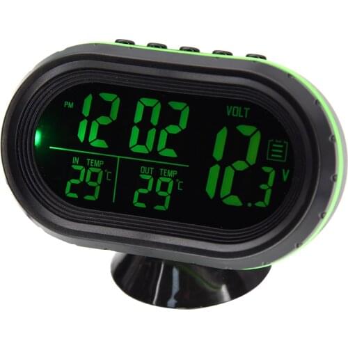 Multi-function Car Temperature Clock Voltmeter Car Thermometer Electronic Clock Car Night Light Clock Supplies