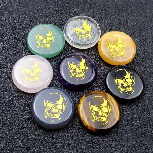 FengShui Stone New Product: Natural Amethyst Powder Crystal Tiger Eye Agate Jade Skull Head Ornament Halloween Christmas Crafts