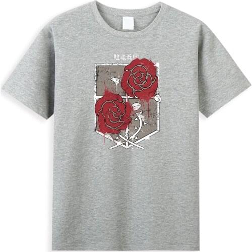 Attack On Titan T Shirts Graffiti Garrison Jiyuu no Tsubasa Tees Shirt Tops Design Cotton Short-Sleeved Japanese Anime T Shirt